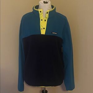 Lands' End Teal and Navy Fleece Pullover